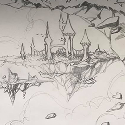 concept sketch floating castles